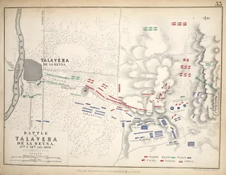 Mapa de la Batalla de Talavera, publicado por William Blackwood and Sons, Edimburgo y Londres, 1848